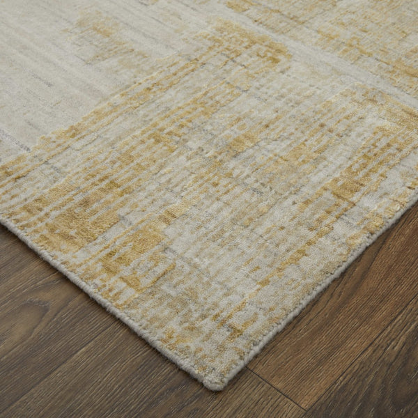 Homeroots 8' X 10' Hand Woven Abstract Area Rug In Yellow, Ivory & Gold - Unique Artisan Crafted Luxury Accent Yellow,Ivory,Gold Wool Blend 617268
