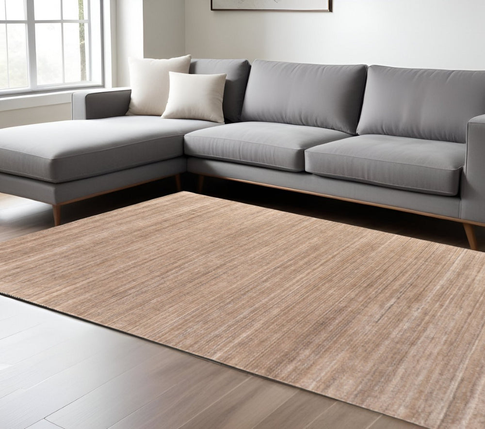 HomeRoots 8' Hand Woven Distressed Area Rug – Artisan Crafted, Soft Texture, Versatile Design for Any Room Tan, Brown, Gray 8' x 10' 617269