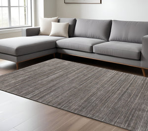 Homeroots 8' Hand Woven Distressed Area Rug - Stain Resistant, Unique Artisan Craftsmanship For Cozy Spaces Black,Gray,Brown Synthetic 617271