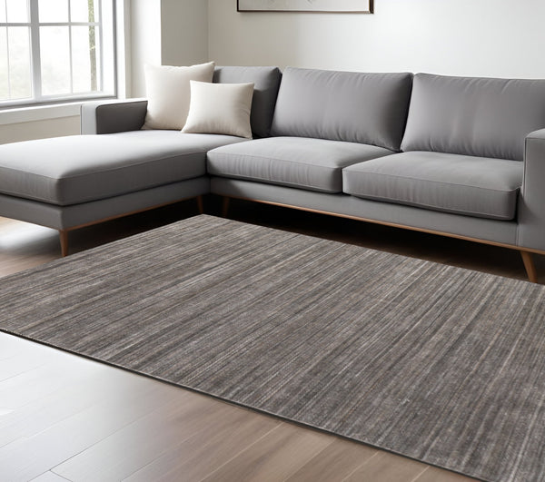 Homeroots 8' Hand Woven Distressed Area Rug - Stain Resistant, Unique Artisan Craftsmanship For Cozy Spaces Black,Gray,Brown Synthetic 617271