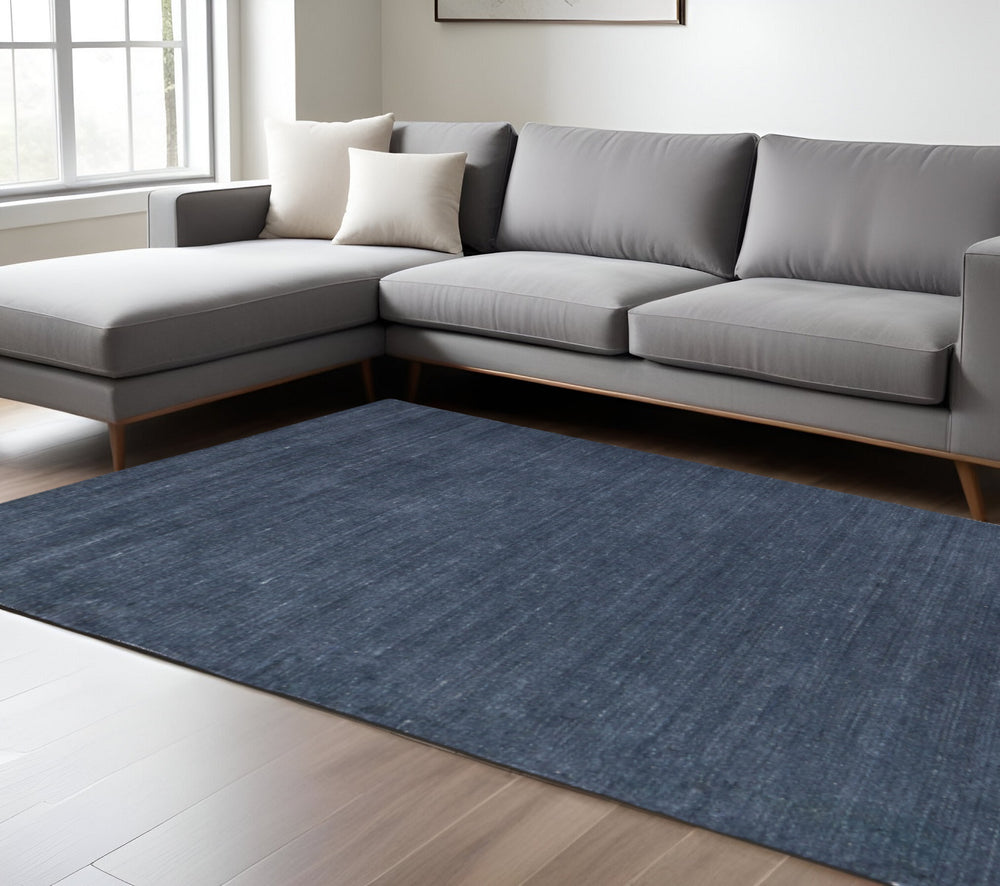 Homeroots 8' Hand Woven Distressed Area Rug - Stain Resistant, Unique Artisan Craftsmanship For Cozy Spaces Blue,Gray Synthetic 617272