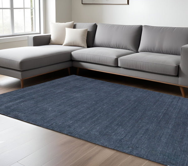 Homeroots 8' Hand Woven Distressed Area Rug - Stain Resistant, Unique Artisan Craftsmanship For Cozy Spaces Blue,Gray Synthetic 617272