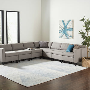 Homeroots 8' X 12' Abstract Hand Knotted Distressed Area Rug - Artisan Crafted Elegance For Stylish Spaces Blue,Ivory,Silver Wool Blend 617275