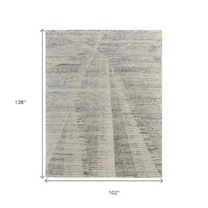 Homeroots 8' X 12' Abstract Hand Knotted Distressed Area Rug - Artisan Crafted Elegance For Stylish Spaces Ivory,Gray Wool Blend 617276