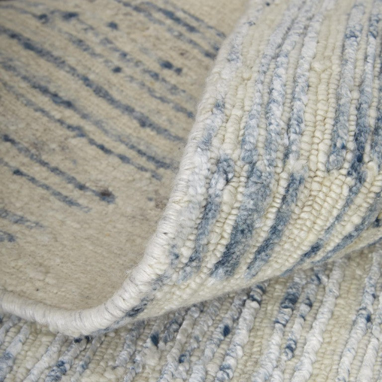 HomeRoots 8 Foot by 12 Hand Knotted Wool Abstract Distressed Rug in Ivory Blue Silver 617277