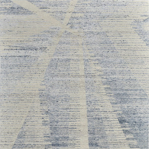 Homeroots 8' X 12' Abstract Hand Knotted Distressed Area Rug - Artisan Crafted Elegance For Stylish Spaces Ivory,Blue,Silver Wool Blend 617277