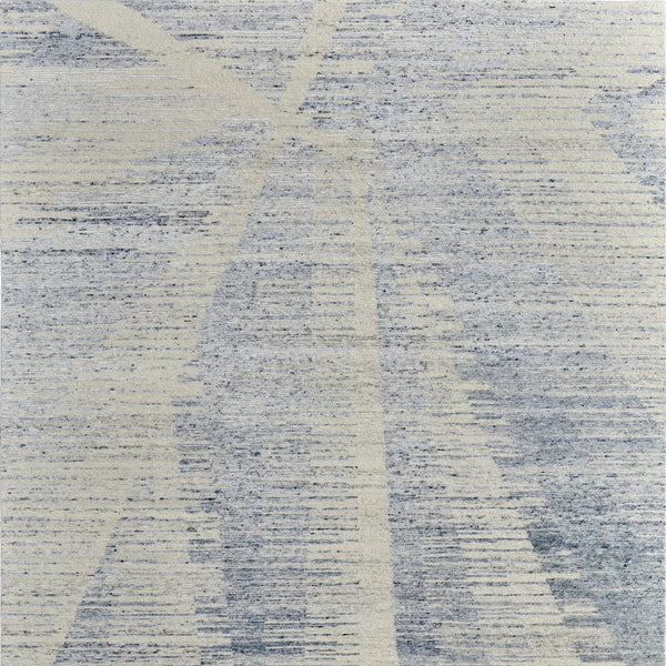 Homeroots 8' X 12' Abstract Hand Knotted Distressed Area Rug - Artisan Crafted Elegance For Stylish Spaces Ivory,Blue,Silver Wool Blend 617277