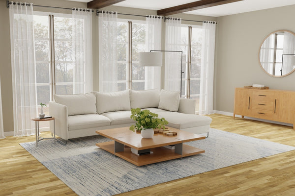 Homeroots 8' X 12' Abstract Hand Knotted Distressed Area Rug - Artisan Crafted Elegance For Stylish Spaces Ivory,Blue,Silver Wool Blend 617277