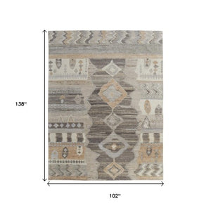 Homeroots 2' Hand Knotted Moroccan Area Rug - Unique Design, Stain Resistant, Perfect For Any Room Decor Ivory,Gray,Orange Wool Blend 617278