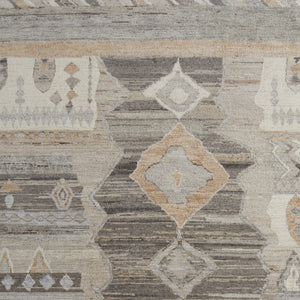 Homeroots 2' Hand Knotted Moroccan Area Rug - Unique Design, Stain Resistant, Perfect For Any Room Decor Ivory,Gray,Orange Wool Blend 617278