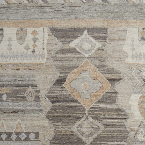 Homeroots 2' Hand Knotted Moroccan Area Rug - Unique Design, Stain Resistant, Perfect For Any Room Decor Ivory,Gray,Orange Wool Blend 617278