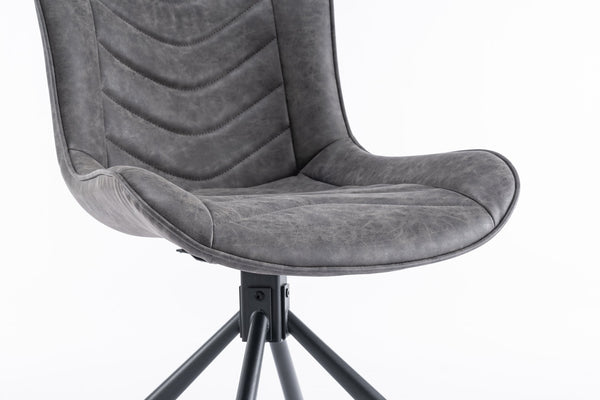 English Elm Mid-Century Modern Swivel Wingback Dining Chair Set Of 2 - Elegant Leather Accent Chairs In Dark Gray T3903P405992