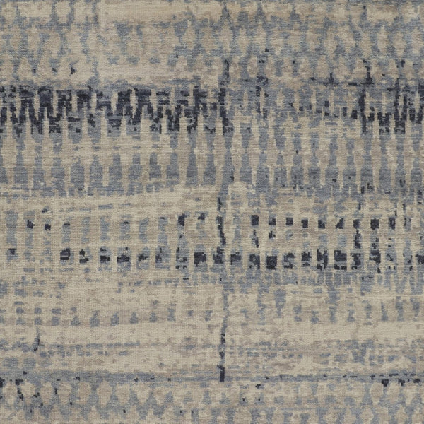 Homeroots 8' X 12' Blue And Tan Abstract Hand Knotted Area Rug - Stain Resistant, Unique Artistry For Your Home Blue,Tan Wool Blend 617279