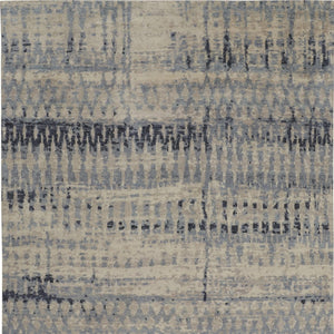 Homeroots 8' X 12' Blue And Tan Abstract Hand Knotted Area Rug - Stain Resistant, Unique Artistry For Your Home Blue,Tan Wool Blend 617279