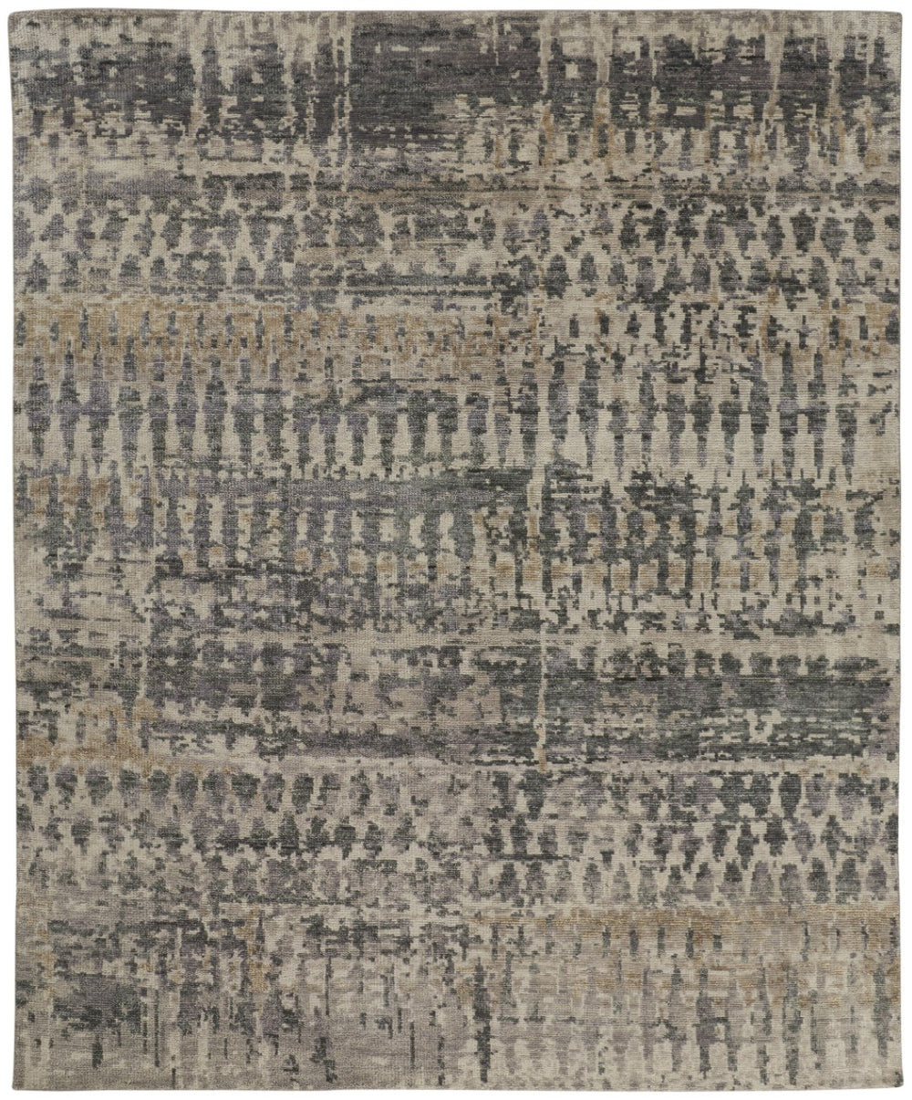 HomeRoots 8' Gray Taupe and Ivory Hand-Knotted Area Rug – Modern Abstract Design for Stylish Home Décor 8' X 12' 617280