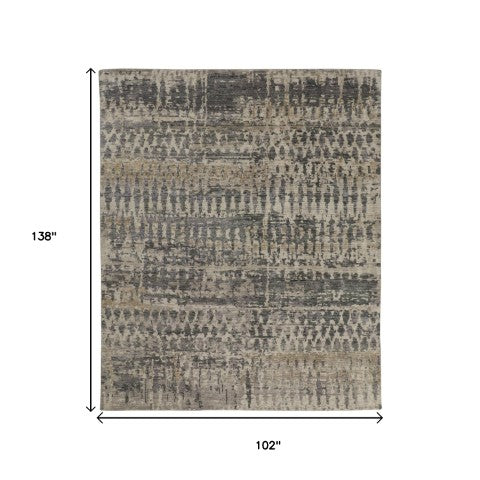Homeroots 8' Hand Knotted Abstract Area Rug - Unique, Stain-resistant Wool Blend For Stylish Home Decor Tan,Taupe Wool Blend 617280