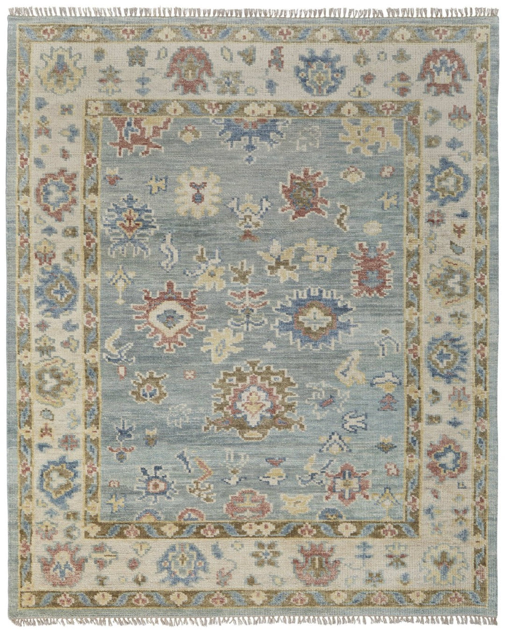HomeRoots 9' Hand-Knotted Blue Ivory Yellow Floral Area Rug with Fringe - Soft, Stain-Resistant, Unique Design! 617281