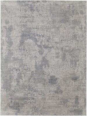 HomeRoots 9' X 12' Silver And Gray Hand-Woven Abstract Area Rug - Distressed Wool Blend for Modern Elegance 617283