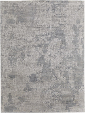 Homeroots 9' X 12' Silver And Gray Abstract Hand Woven Distressed Area Rug – Unique Artisan Craftsmanship! Silver,Gray Wool Blend 617283