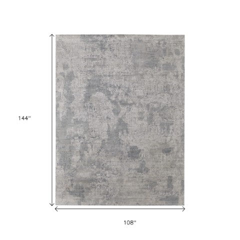 Homeroots 9' X 12' Silver And Gray Abstract Hand Woven Distressed Area Rug – Unique Artisan Craftsmanship! Silver,Gray Wool Blend 617283