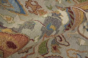 Homeroots 9' Ikat Hand Knotted Area Rug In Taupe Tan & Orange - Unique, Stain Resistant, Bohemian Charm! Taupe,Tan,Orange Wool Blend 617285