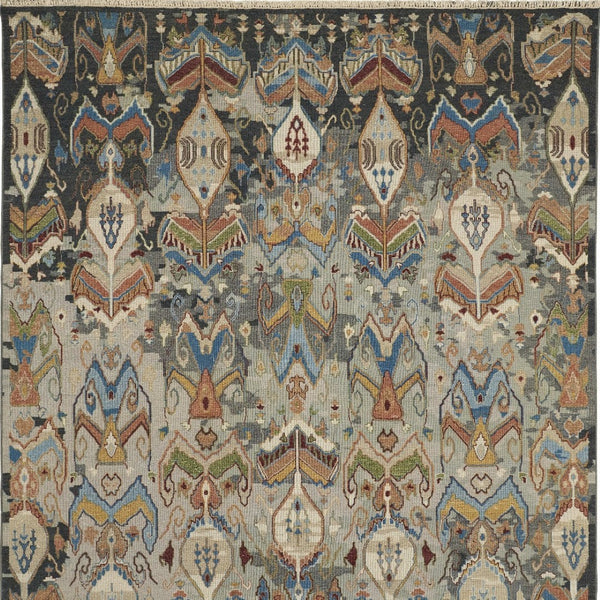 Homeroots 9' Ikat Hand Knotted Area Rug In Taupe Tan & Orange - Unique, Stain Resistant, Bohemian Charm! Taupe,Tan,Orange Wool Blend 617285