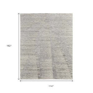 Homeroots 8' X 12' Abstract Hand Knotted Distressed Area Rug - Artisan Crafted Elegance For Stylish Spaces Ivory,Taupe,Silver Wool Blend 617286