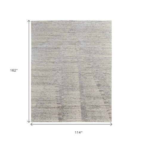 Homeroots 8' X 12' Abstract Hand Knotted Distressed Area Rug - Artisan Crafted Elegance For Stylish Spaces Ivory,Taupe,Silver Wool Blend 617286