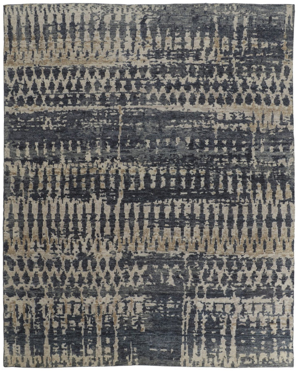 HomeRoots 8' Gray Taupe and Ivory Hand-Knotted Area Rug – Modern Abstract Design for Stylish Home Décor 9' X 13' 617287