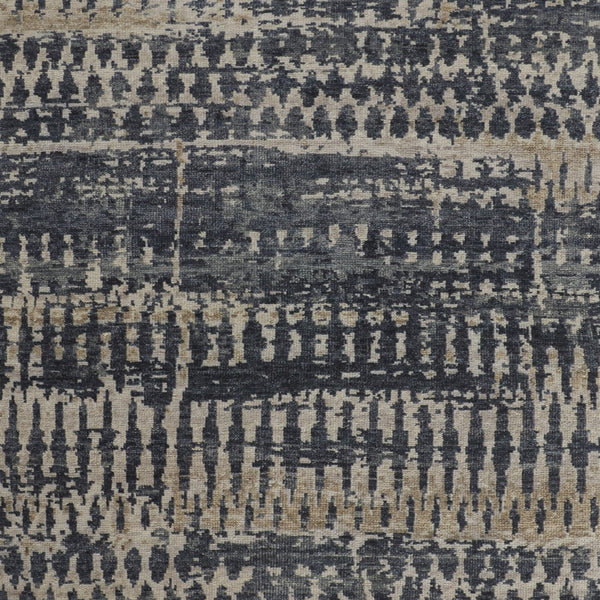 Homeroots 8' Hand Knotted Abstract Area Rug - Unique, Stain-resistant Wool Blend For Stylish Home Decor Blue,Gray,Tan Wool Blend 617287
