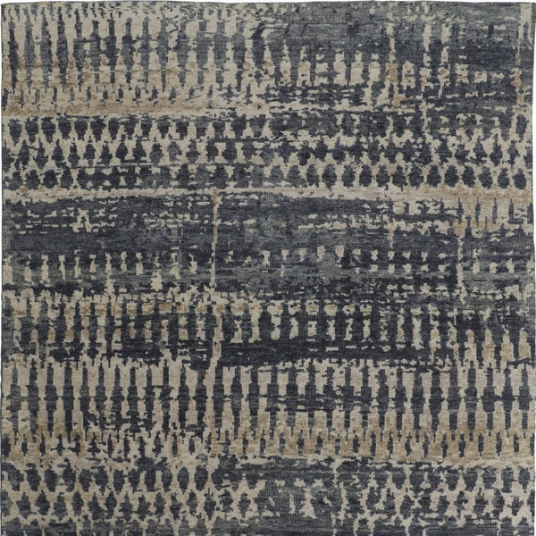 Homeroots 8' Hand Knotted Abstract Area Rug - Unique, Stain-resistant Wool Blend For Stylish Home Decor Blue,Gray,Tan Wool Blend 617287