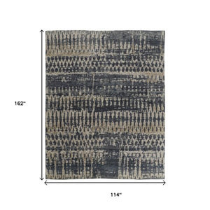 Homeroots 8' Hand Knotted Abstract Area Rug - Unique, Stain-resistant Wool Blend For Stylish Home Decor Blue,Gray,Tan Wool Blend 617287