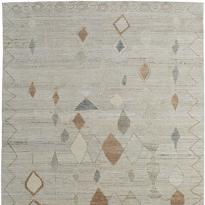 Homeroots 9' X 13' Tan Orange And Gray Moroccan Hand Knotted Area Rug – Stain Resistant, Artisan Crafted Elegance Tan,Orange,Gray Wool Blend 617288