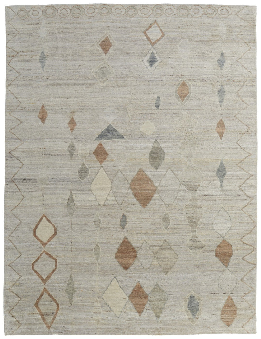 HomeRoots 9' Artistic Hand-Knotted Moroccan Area Rug in Tan, Brown & Gray - Unique, Durable & Cozy Design 617288