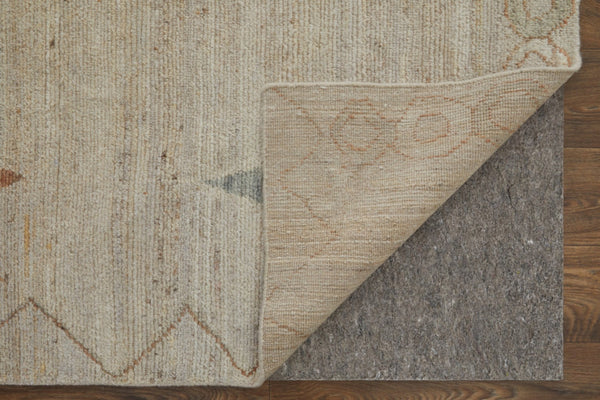 Homeroots 9' X 13' Tan Orange And Gray Moroccan Hand Knotted Area Rug – Stain Resistant, Artisan Crafted Elegance Tan,Orange,Gray Wool Blend 617288