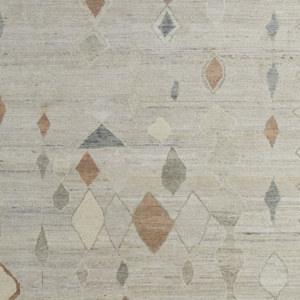 Homeroots 9' X 13' Tan Orange And Gray Moroccan Hand Knotted Area Rug – Stain Resistant, Artisan Crafted Elegance Tan,Orange,Gray Wool Blend 617288