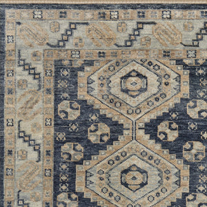 Homeroots 10' Hand Knotted Geometric Area Rug With Fringe - Stain Resistant, Artisan Crafted, Timeless Style Blue,Ivory Wool Blend 617290