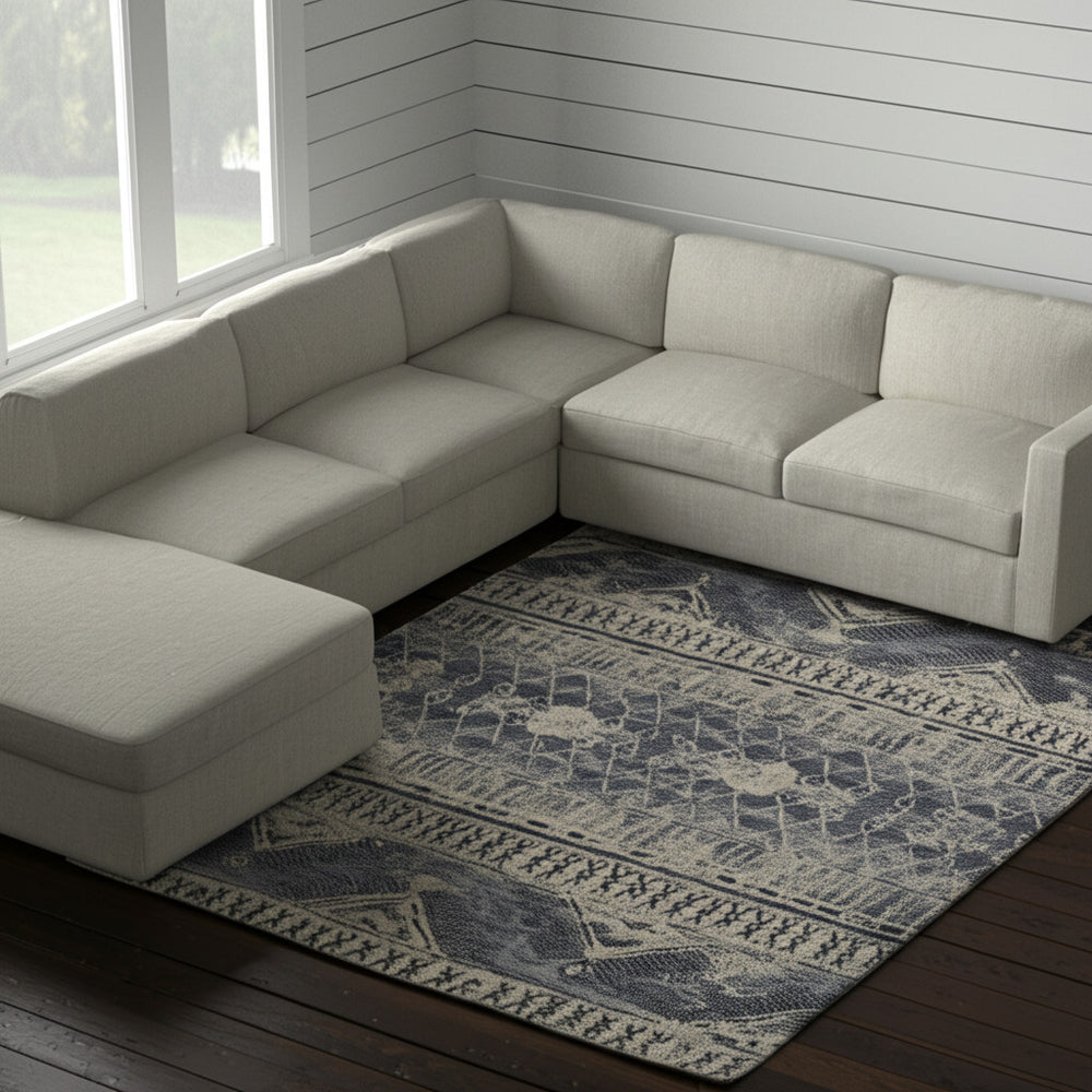 Homeroots 12' Blue Gray & Ivory Floral Hand Knotted Area Rug - Unique Artisan Craftsmanship For Your Home Blue,Gray,Ivory Wool Blend 617292