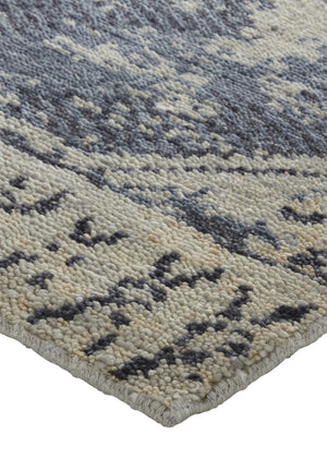 Homeroots 12' Blue Gray & Ivory Floral Hand Knotted Area Rug - Unique Artisan Craftsmanship For Your Home Blue,Gray,Ivory Wool Blend 617292