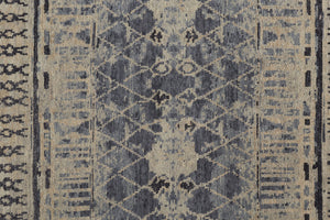 Homeroots 12' Blue Gray & Ivory Floral Hand Knotted Area Rug - Unique Artisan Craftsmanship For Your Home Blue,Gray,Ivory Wool Blend 617292