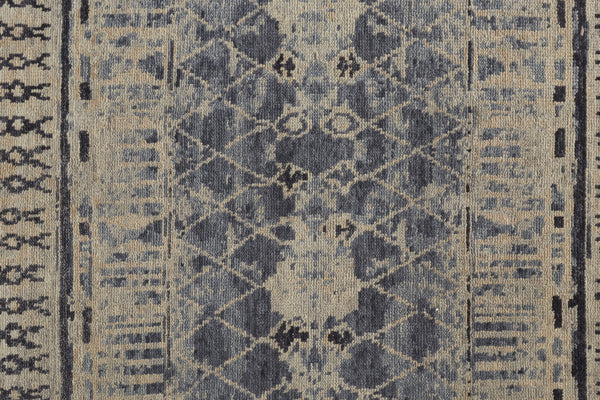 Homeroots 12' Blue Gray & Ivory Floral Hand Knotted Area Rug - Unique Artisan Craftsmanship For Your Home Blue,Gray,Ivory Wool Blend 617292