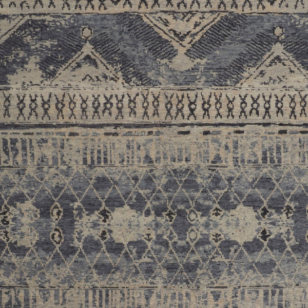 Homeroots 12' Blue Gray & Ivory Floral Hand Knotted Area Rug - Unique Artisan Craftsmanship For Your Home Blue,Gray,Ivory Wool Blend 617292