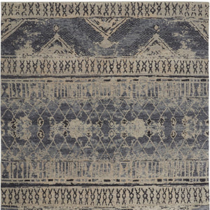 Homeroots 12' Blue Gray & Ivory Floral Hand Knotted Area Rug - Unique Artisan Craftsmanship For Your Home Blue,Gray,Ivory Wool Blend 617292
