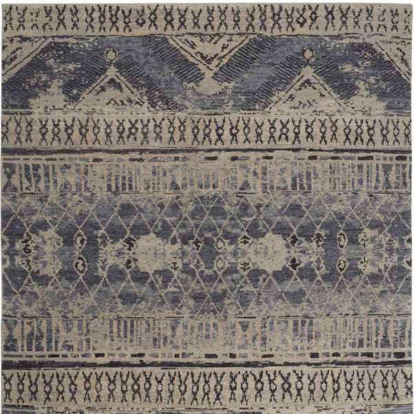 Homeroots 12' Blue Gray & Ivory Floral Hand Knotted Area Rug - Unique Artisan Craftsmanship For Your Home Blue,Gray,Ivory Wool Blend 617292