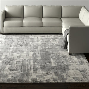 Homeroots 12' Gray And Ivory Abstract Hand Woven Distressed Area Rug - Artisan Crafted For Unique Elegance Gray,Ivory Wool Blend 617293