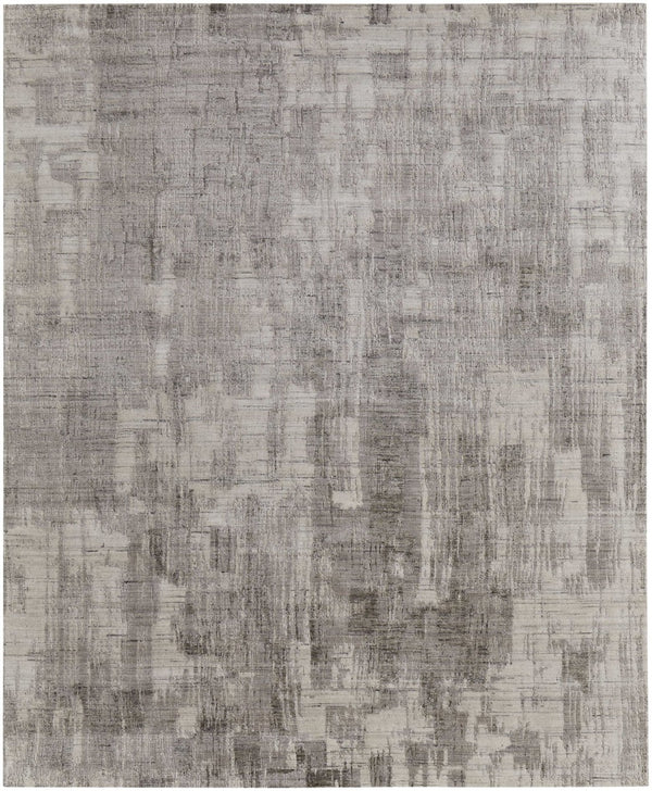 HomeRoots 12' X 15' Gray and Ivory Abstract Hand-Woven Area Rug - Luxurious Distressed Design for Any Room 617293