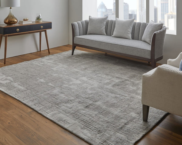 Homeroots 12' Gray And Ivory Abstract Hand Woven Distressed Area Rug - Artisan Crafted For Unique Elegance Gray,Ivory Wool Blend 617293