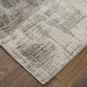 Homeroots 12' Gray And Ivory Abstract Hand Woven Distressed Area Rug - Artisan Crafted For Unique Elegance Gray,Ivory Wool Blend 617293