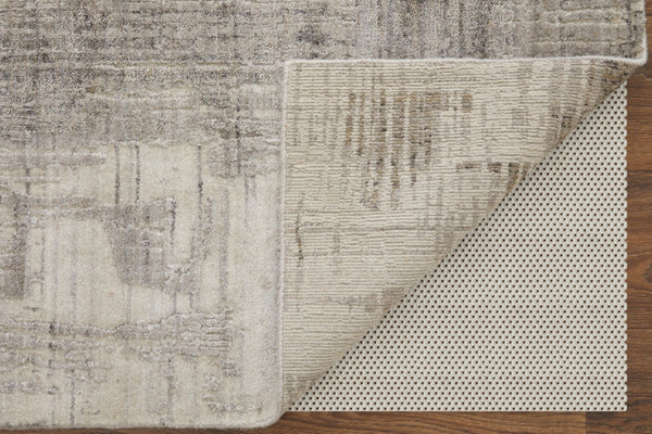 Homeroots 12' Gray And Ivory Abstract Hand Woven Distressed Area Rug - Artisan Crafted For Unique Elegance Gray,Ivory Wool Blend 617293