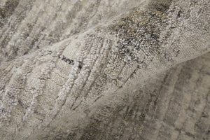 Homeroots 12' Gray And Ivory Abstract Hand Woven Distressed Area Rug - Artisan Crafted For Unique Elegance Gray,Ivory Wool Blend 617293